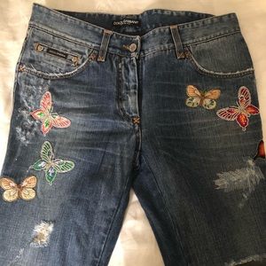 VINTAGE DOLCE & GABBANA BUTTERLY BLUE JEANS BOOT CUT SIZE ITAL 42